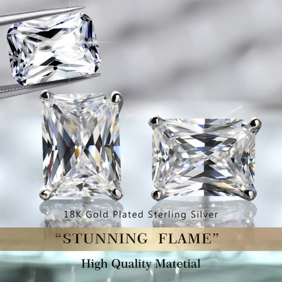 Raneecoco, Stunning Flame, Radiant Cut Stud Earrings - Picture 2 of 12